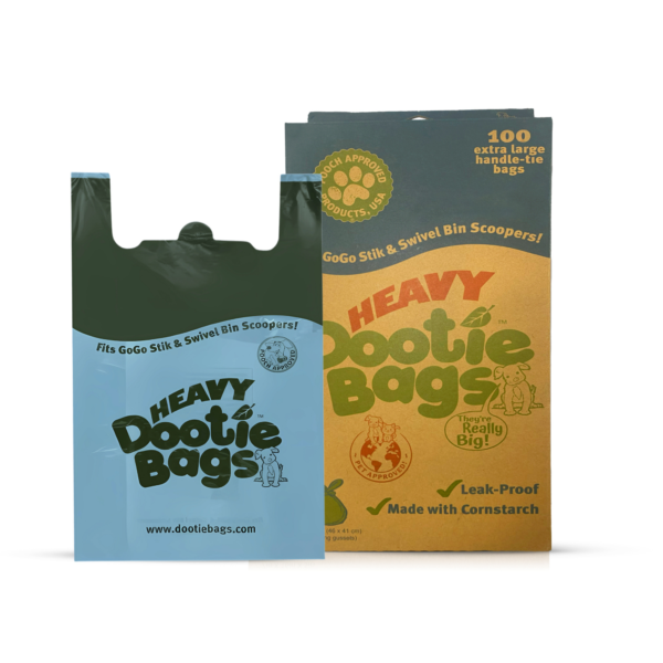 The Bio Degradable HEAVY Dootie Bags, Dog & Cat Litter, VERY LARGE, Strong EZ Tie Handle Poop Bags