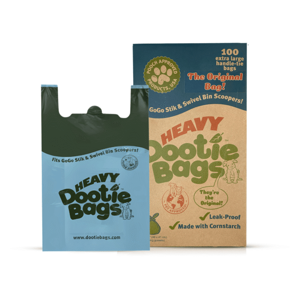 The Original HEAVY Dootie Bags, Dog & Cat Litter, VERY LARGE, Strong EZ Tie Handle Poop Bags