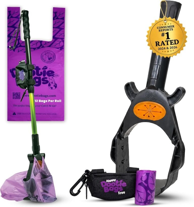 Catch-N-Go! Catcher Scooper, with Pouch Dispenser & Handle Tie Bags