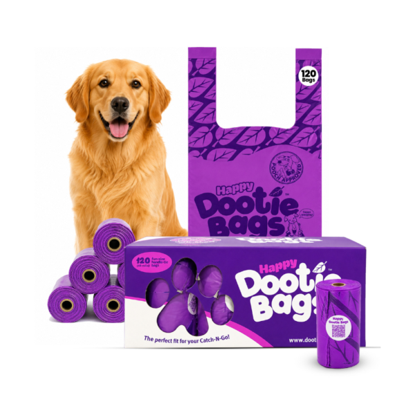 Happy Dootie Bags Pet Poop Bags, 12 Count Rolls, Easy Tie Handles