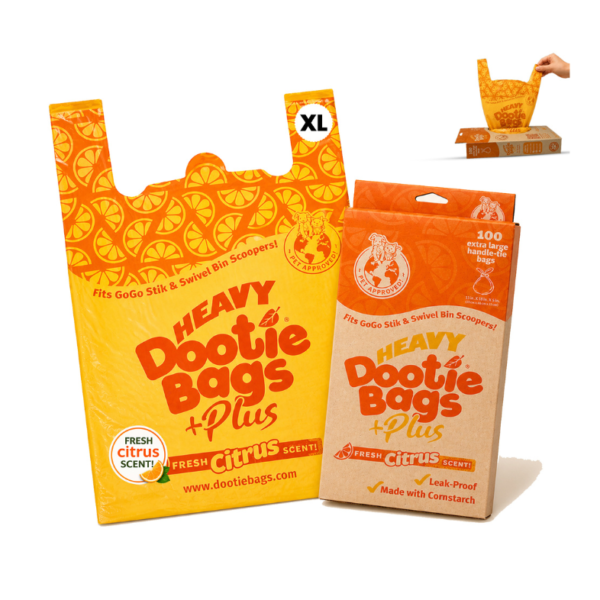 Heavy Dootie +Plus Dog & Cat Litter Poop Bags, Very Large, Hint of Citrus Scent