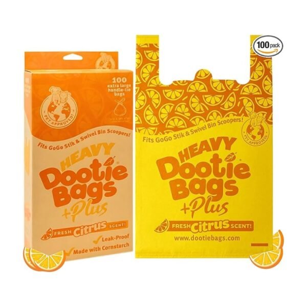 Heavy Dootie +Plus Dog & Cat Litter Poop Bags, Very Large, Hint of Citrus Scent