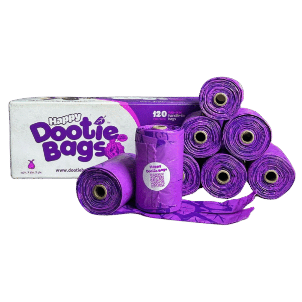 Happy Dootie Bags Pet Poop Bags, 12 Count Rolls, Easy Tie Handles