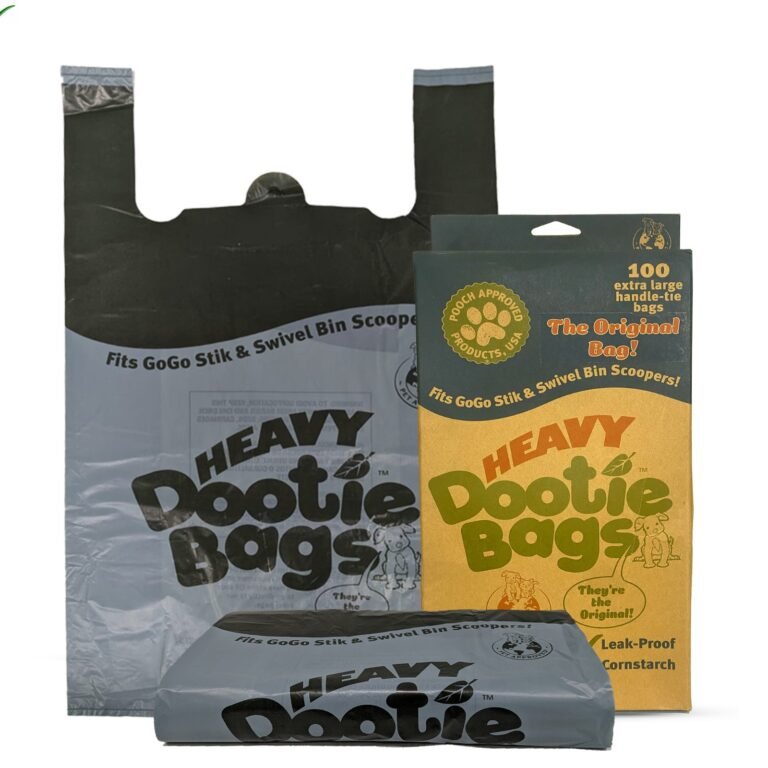 The Original HEAVY Dootie Bags, Dog & Cat Litter, VERY LARGE, Strong EZ Tie Handle Poop Bags