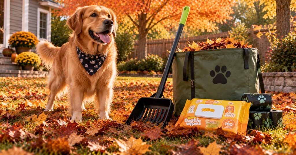 Fall Yard Cleanup Dog